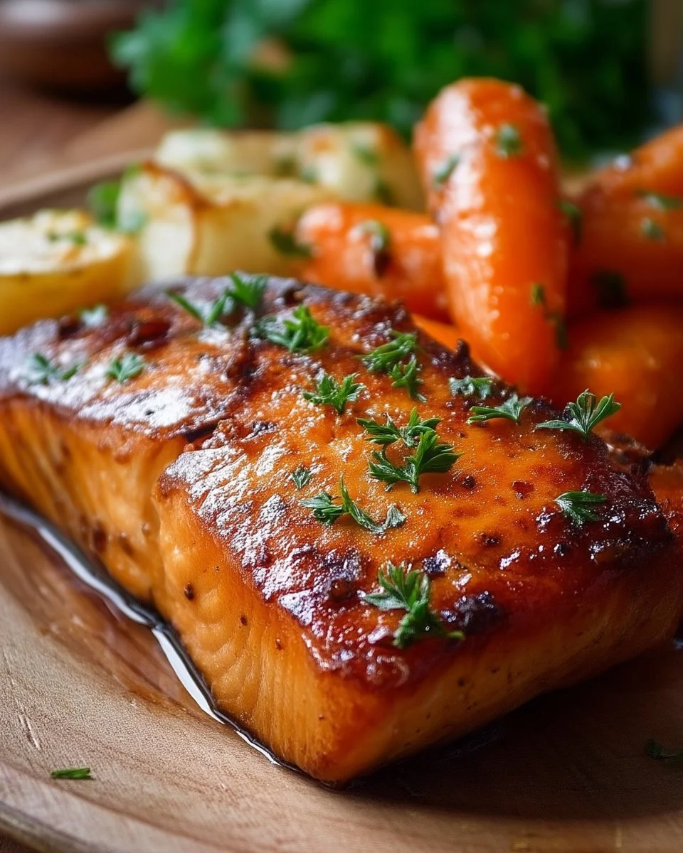 Saumon parfumé à l'érable, plat savoureux prêt à déguster.