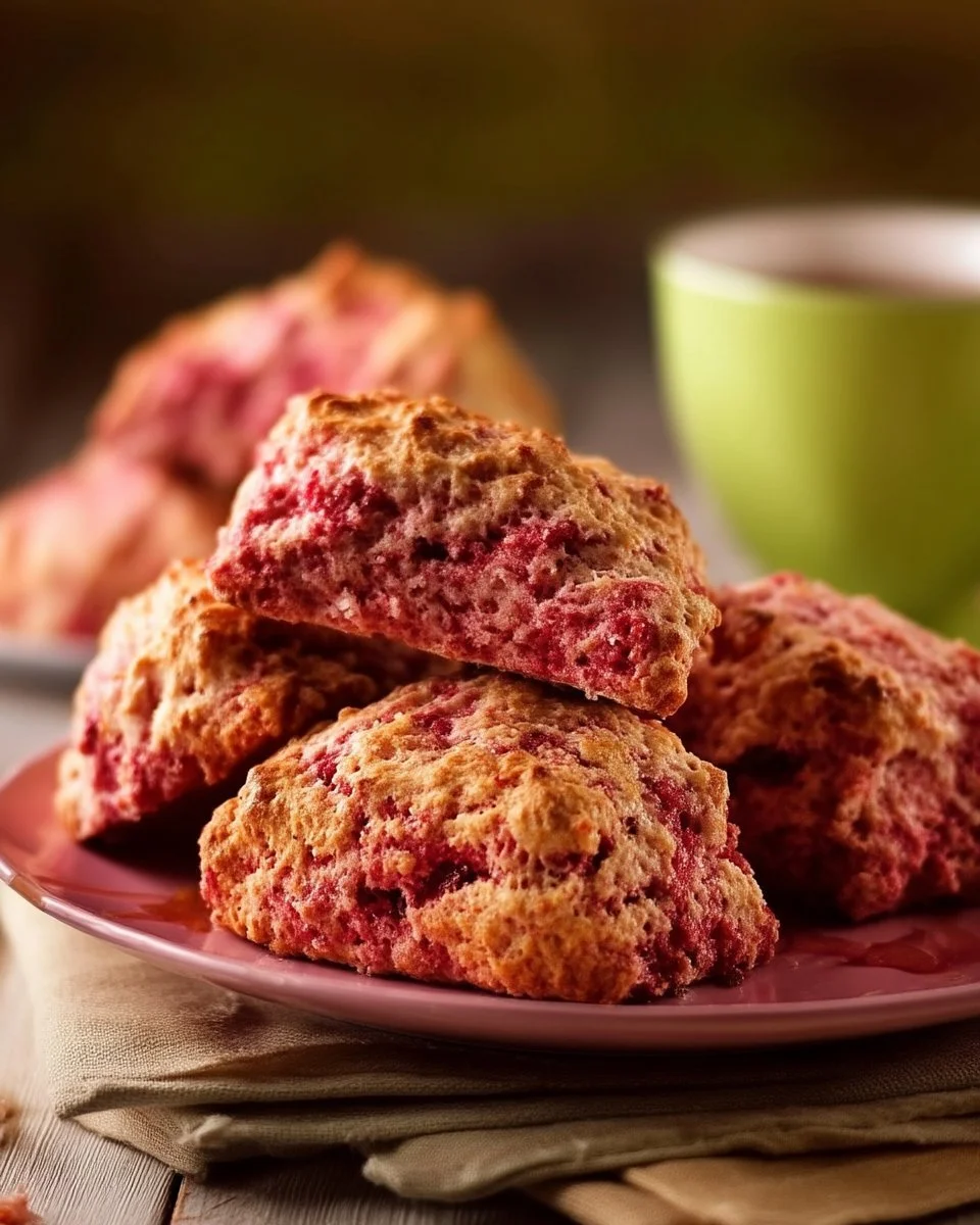 Scones à la betterave et au sirop d'érable frais sur une assiette