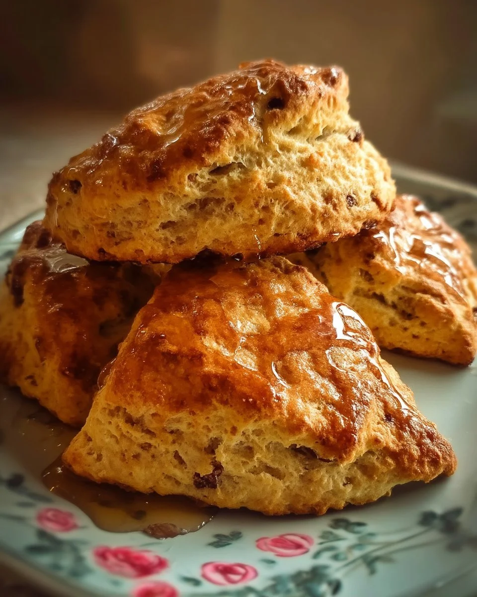 Scones au sirop d'érable, noix de pécan et pépites de chocolat sur une assiette