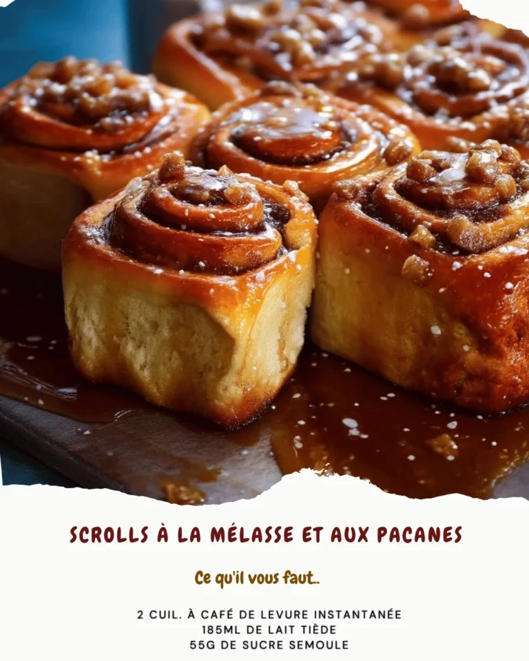 Scrolls à la mélasse et aux pacanes, savoureux et gourmands, parfaits pour un dessert.