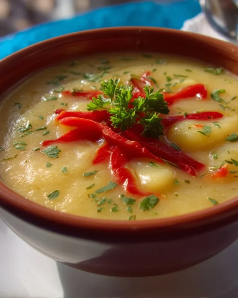 Soupe catalane aux pommes de terre et haricots de Lima dans un bol à soupe.