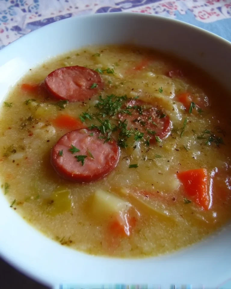 Soupe de légumes d'hiver au chorizo servie dans un bol
