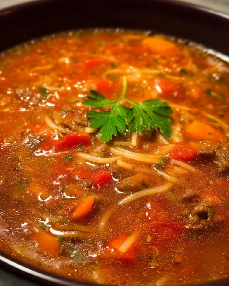 Soupe repas au bœuf haché à l'italienne servie dans un bol