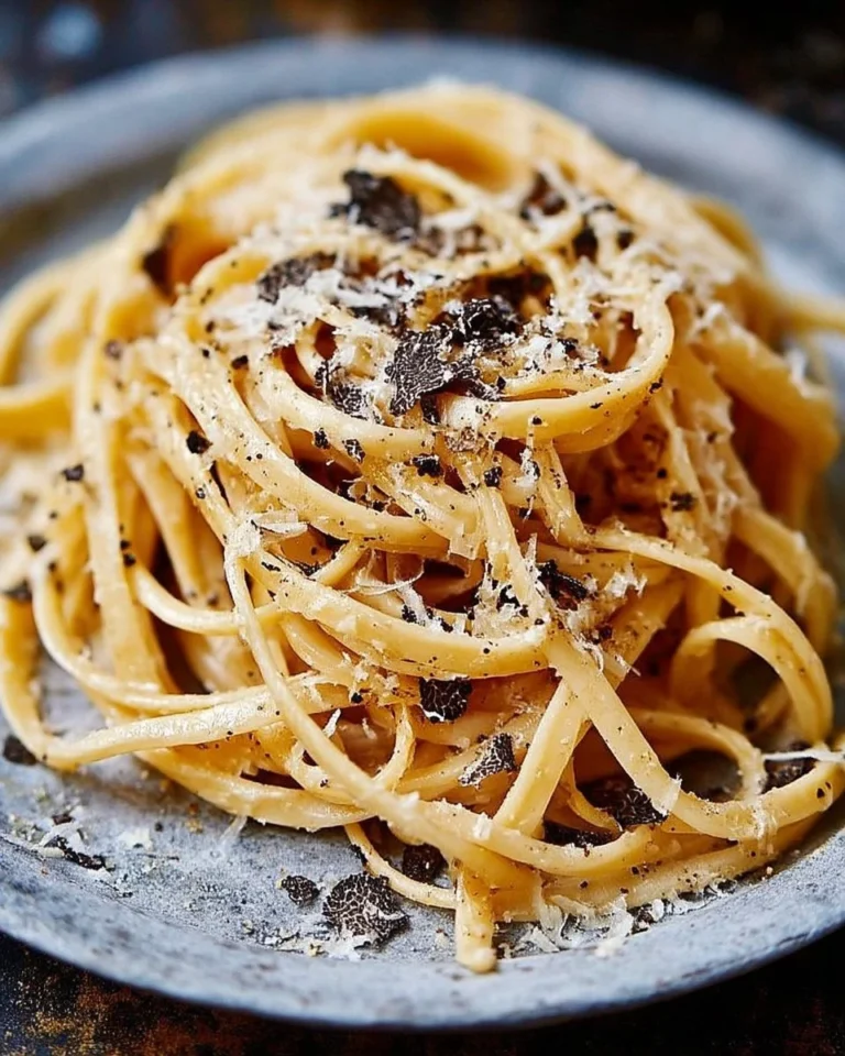 Assiette de spaghetti à la truffe noire et parmesan, plat gourmet