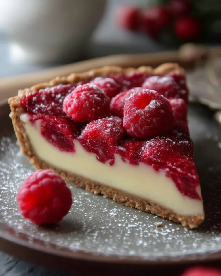 Tart de pudding aux framboises avec crust de sarrasin et sirop d'érable