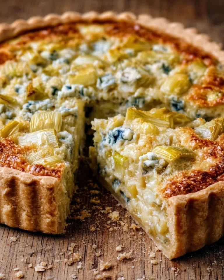Tarte au Gorgonzola et Poireaux, délicieuse et appétissante.