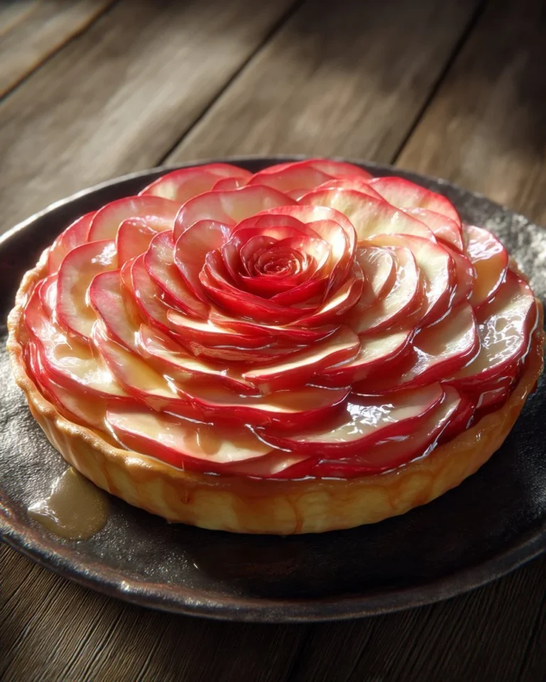 Tarte aux pommes et à l'érable fraîchement sortie du four, garnie de pommes juteuses.