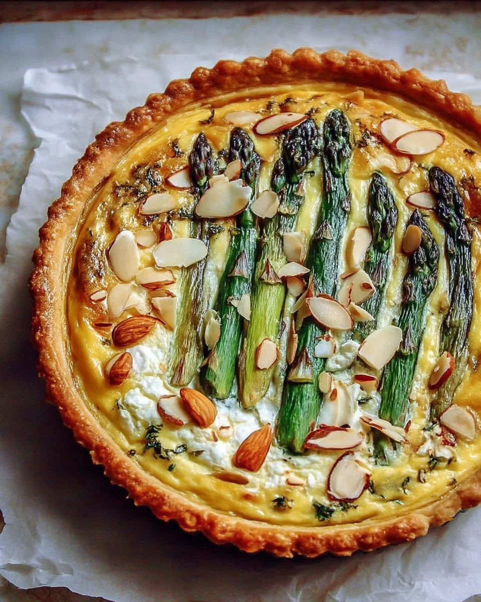 Tarte de Pâques aux Asperges, Ricotta et Amandes, recette festive