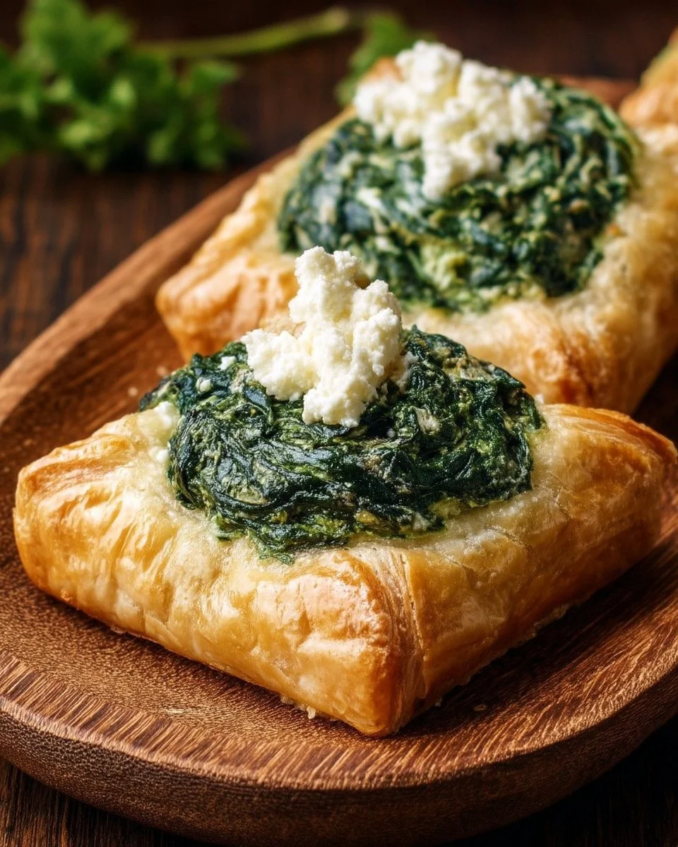 Tartelettes aux épinards et ricotta garnies prêtes à servir