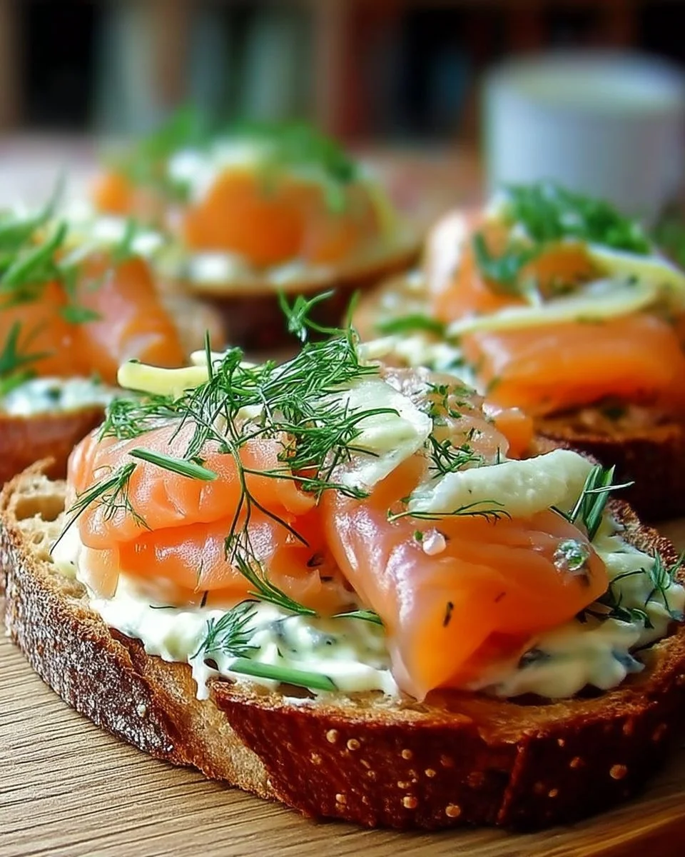 Tartine Nordique Gourmande au Saumon Fumé, une spécialité culinaire élégante.