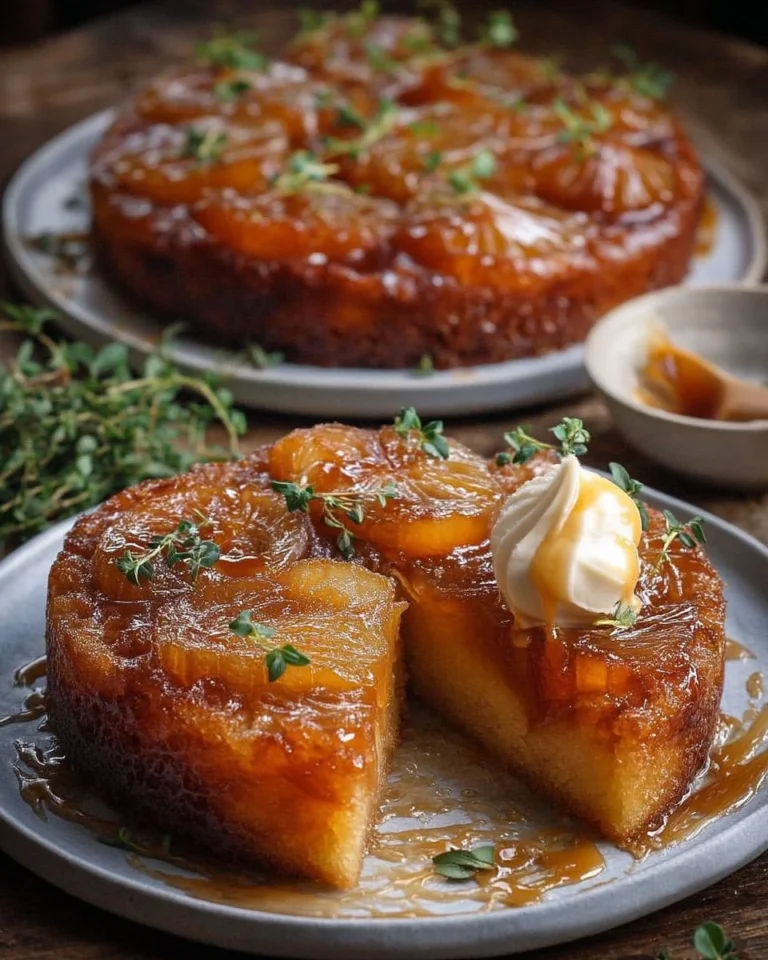 Tatin Caramel au Thym, un dessert savoureux et original avec des ingrédients frais.
