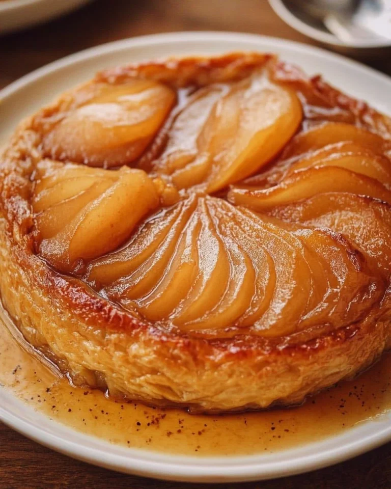 Tatin Poire Épicée, tarte aux poires caramélisées avec un mélange d'épices.