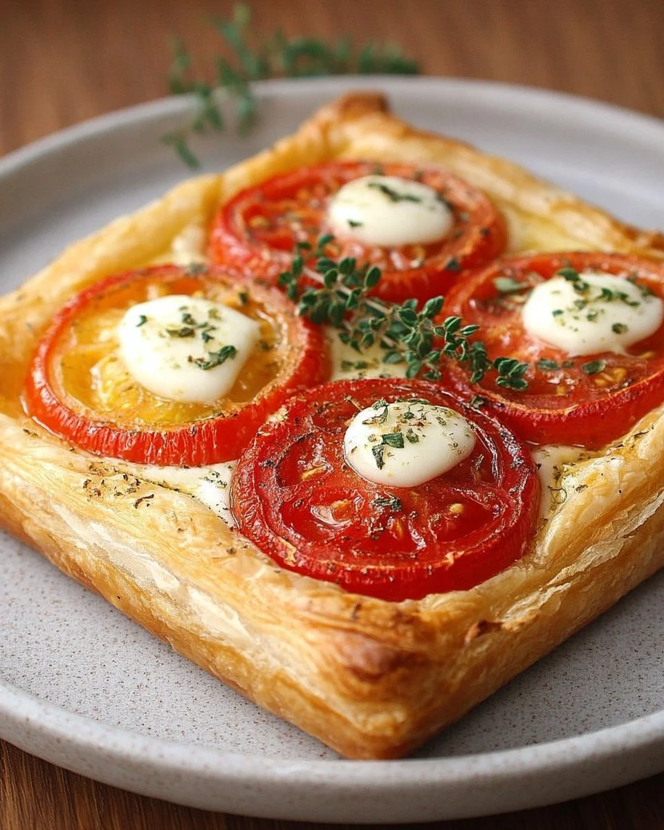 Plat de Tomate Mozza Carré avec tomates fraîches et mozzarella crémeuse