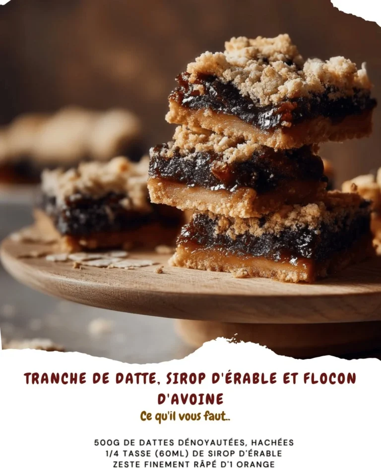 Tranche de datte avec sirop d'érable et flocon d'avoine sur assiette