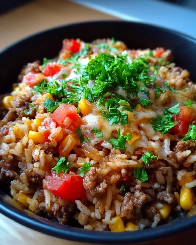 Recette de pot de bœuf haché et riz à la mexicaine, plat savoureux et coloré.