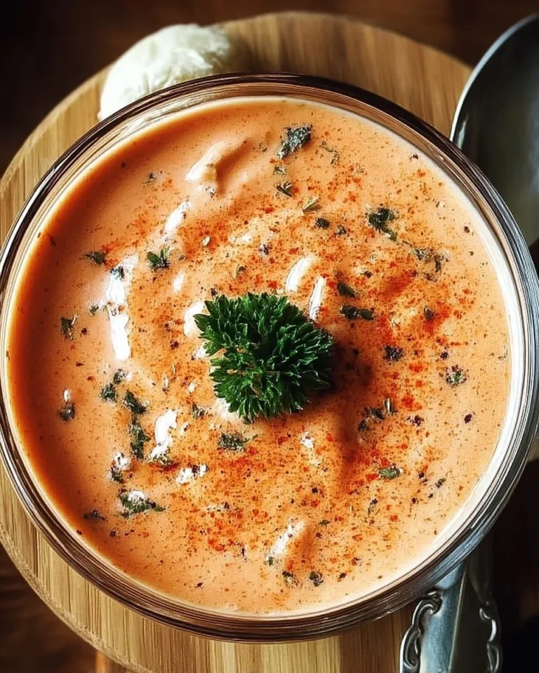 Velouté rosé crémeux au parmesan et paprika doux dans un bol élégant