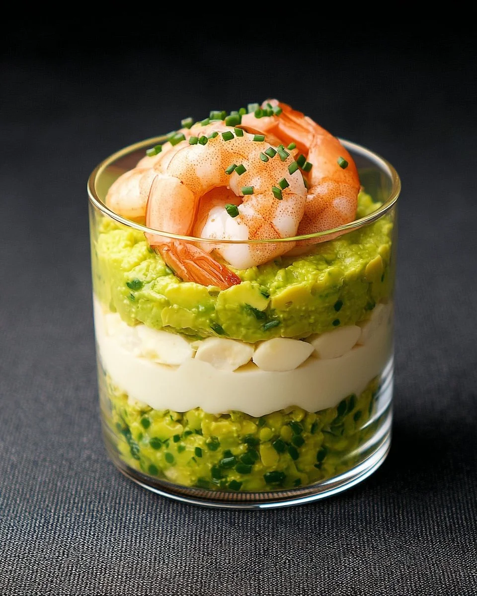 Verrine avocat crevettes délicieusement présentée pour un apéritif élégant