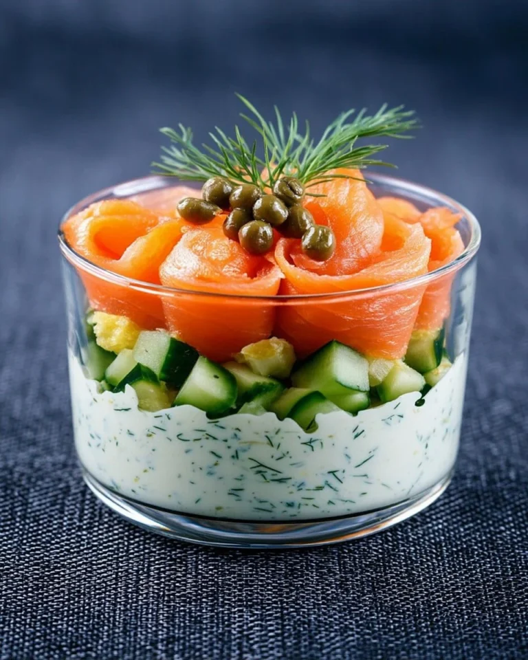 Verrines de saumon fumé garnies d'aneth et de citron