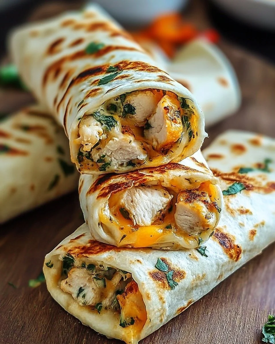 Wraps de poulet à l'ail et au fromage prêt à déguster