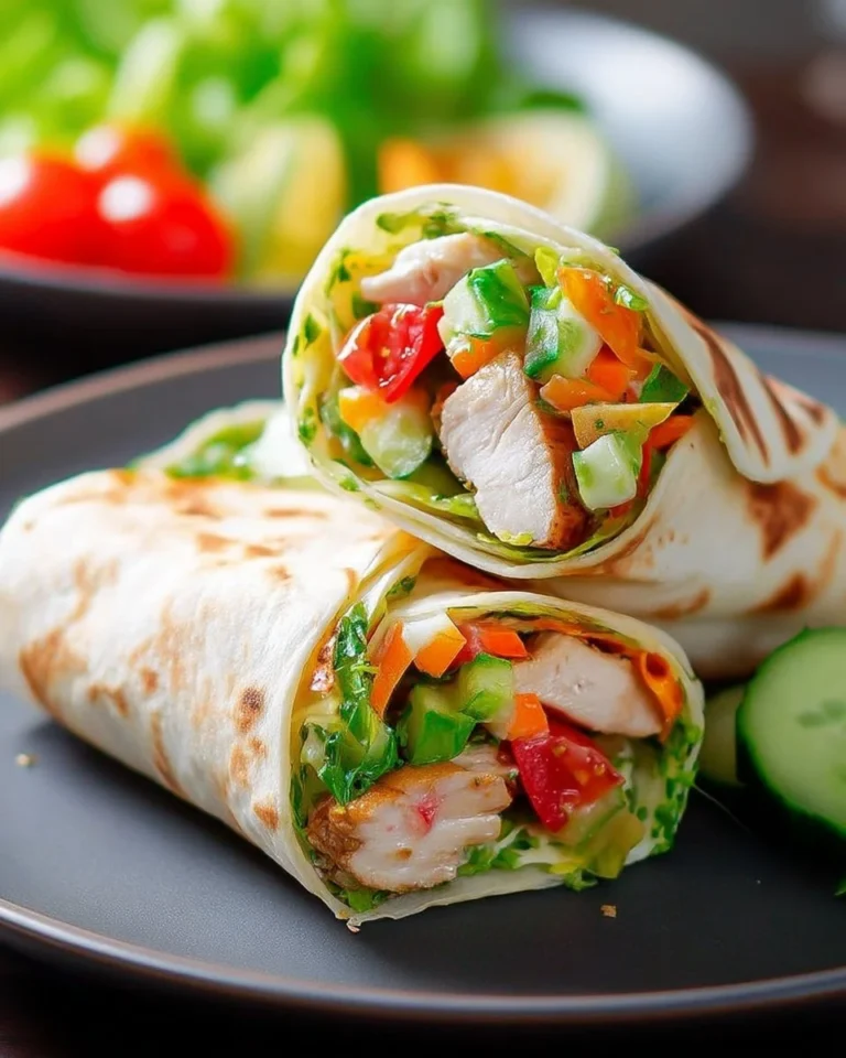Wraps de poulet avec légumes croquants dans une tortilla fraîche