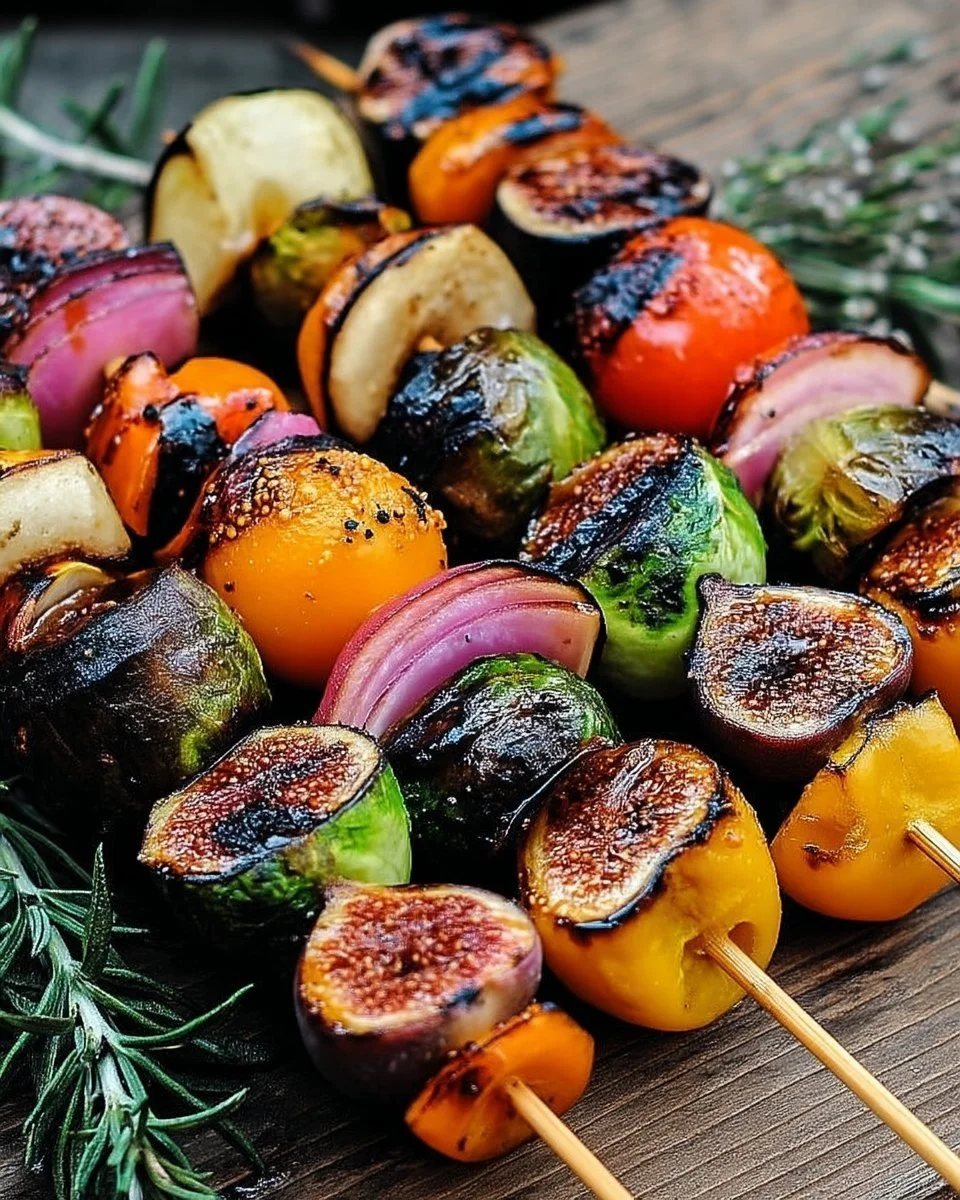 Brochettes de légumes aux figues grillées