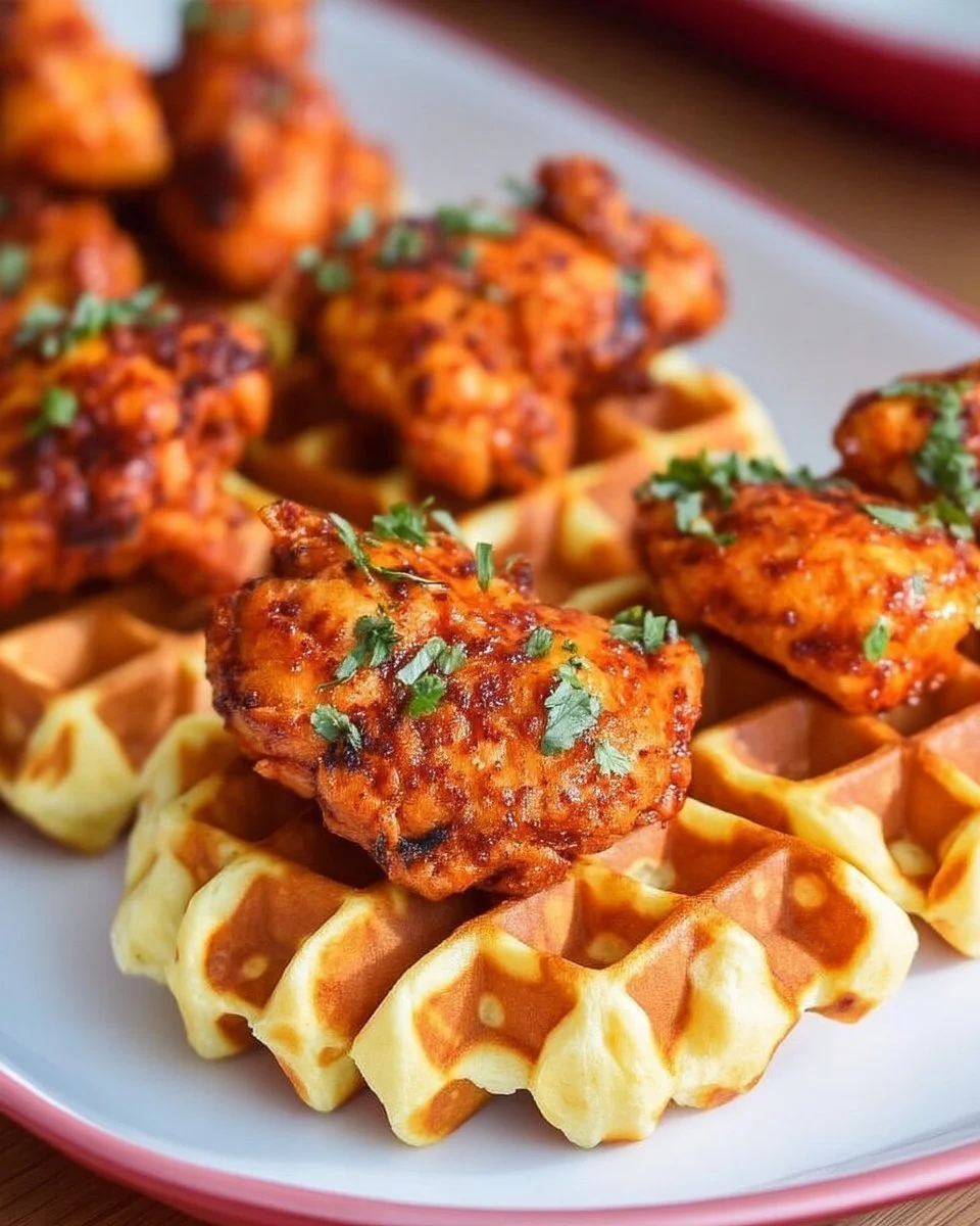 Gaufres salées au poulet épicé
