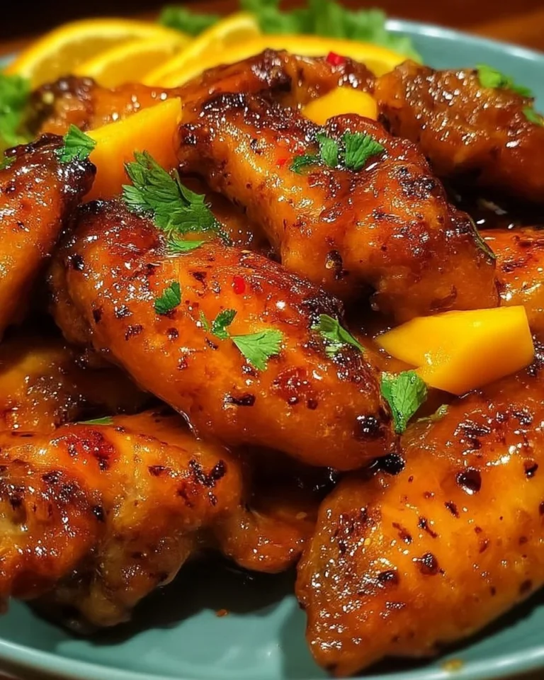 Ailes de poulet à la mangue et au piment, plat savoureux et épicé