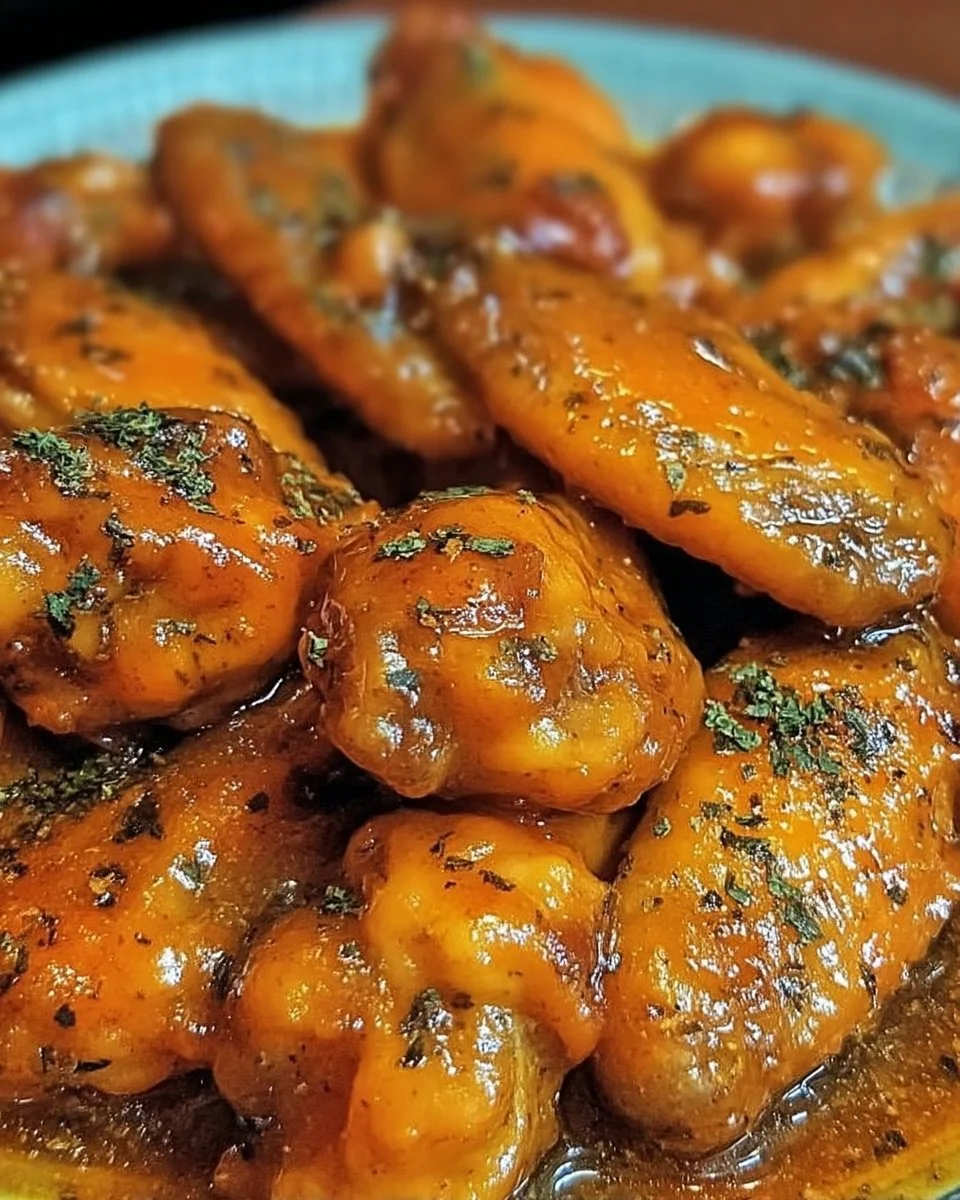 Ailes de poulet enrobées de sauce orange délicieuse et appétissante