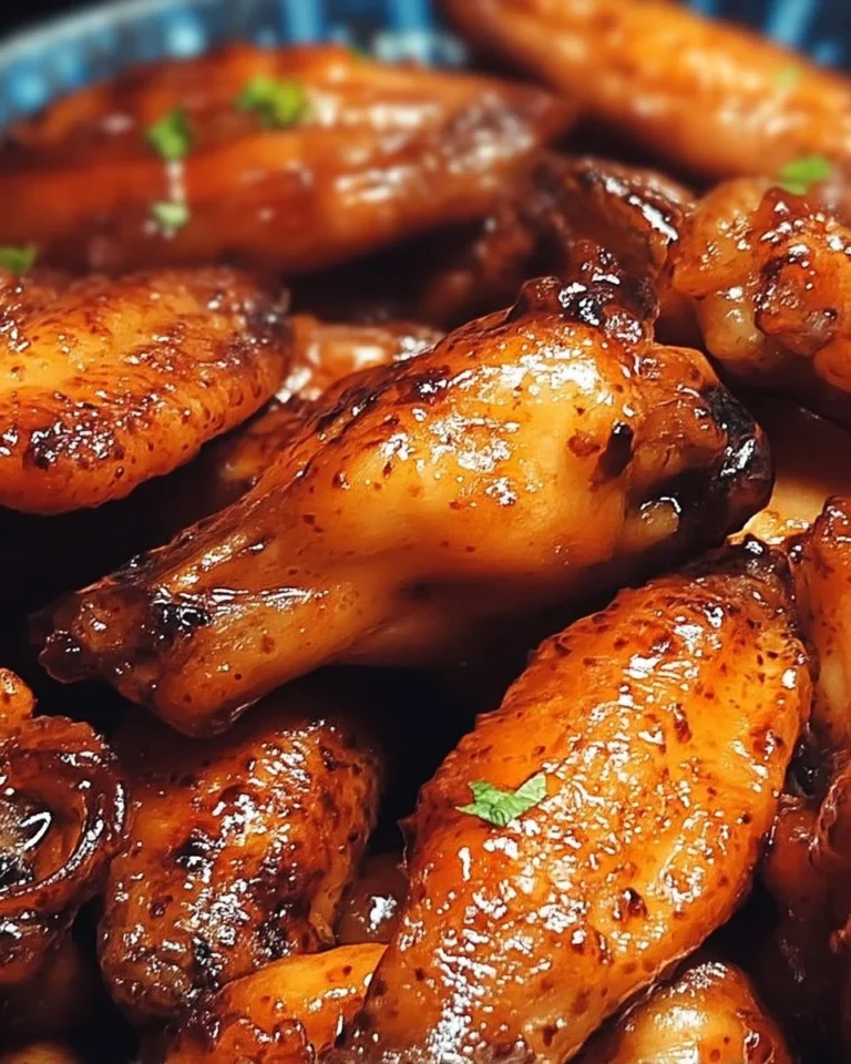 Ailes de poulet au miel et sauce fumée servies dans un plat