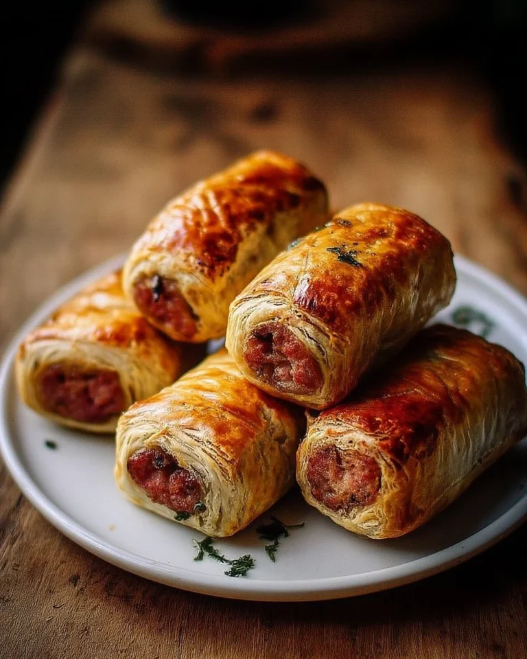 Bouchées de feuilletés apéritifs garnis de saucisse croustillants