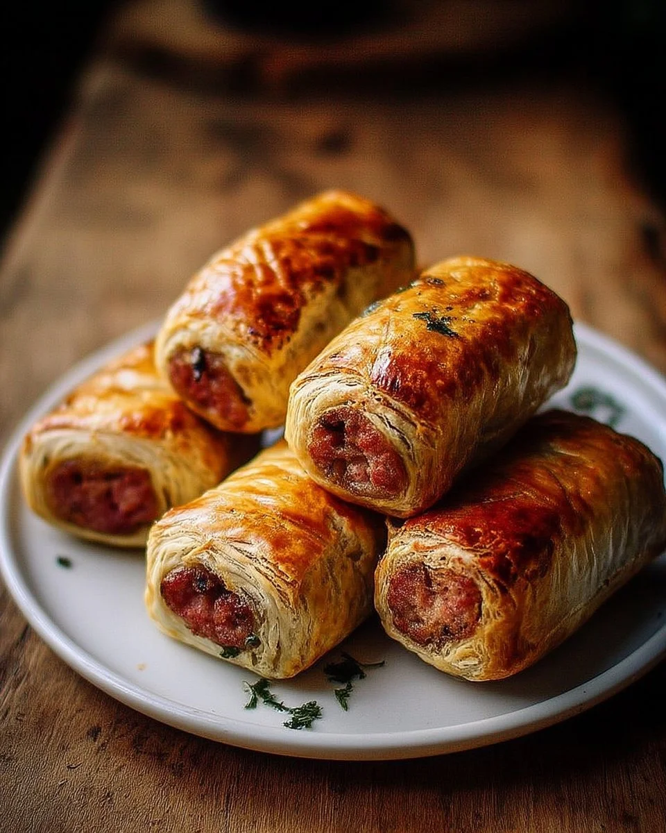 Bouchées de feuilletés apéritifs garnis de saucisse croustillants
