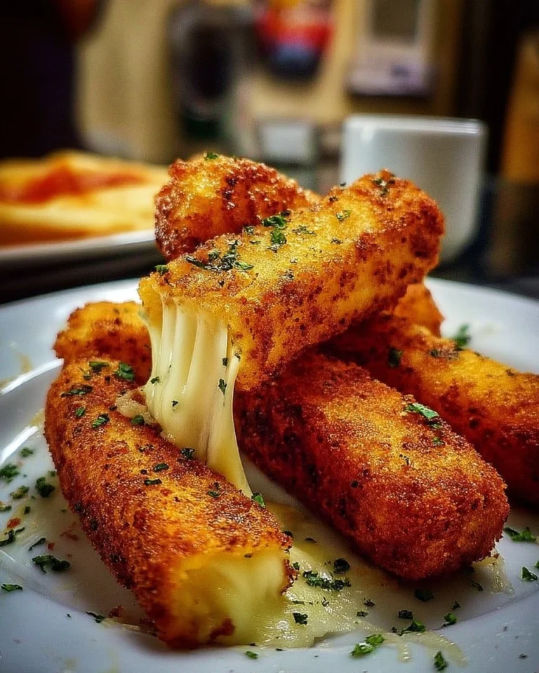 Bâtonnets de mozzarella croustillants prêts à être dégustés
