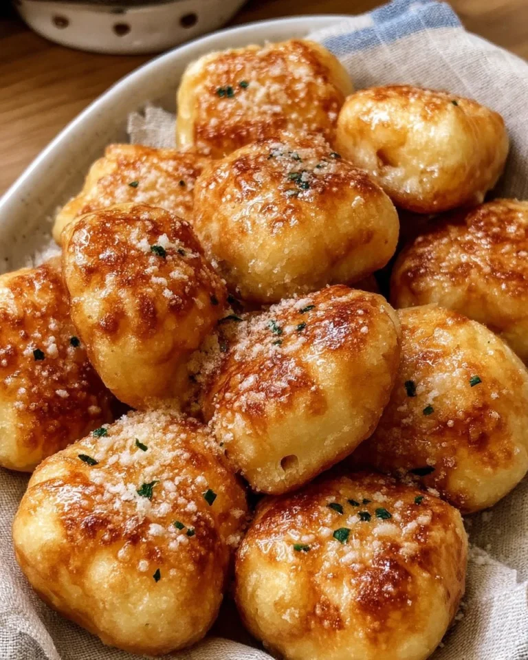 Beignets de pâte à pizza croustillants garnis d'ail et de parmesan