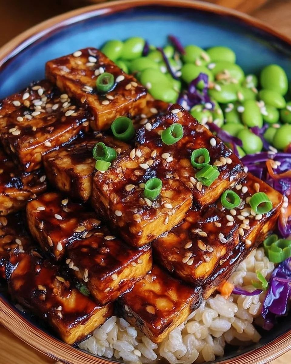 Bol de Tofu Teriyaki savoureux avec légumes frais et sauce teriyaki