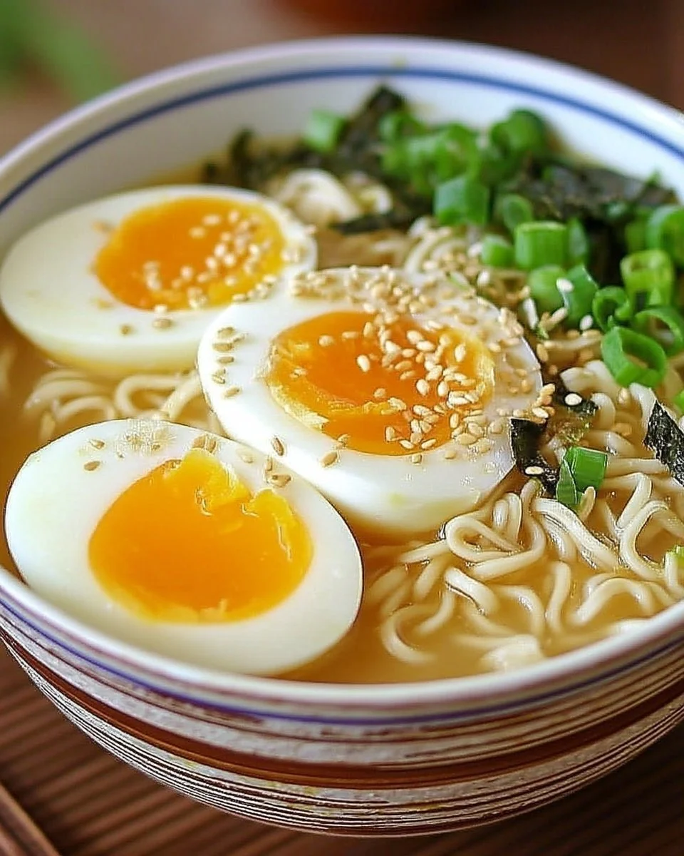 Bol Ramen aux Œufs Mollets dans un plat traditionnel japonais
