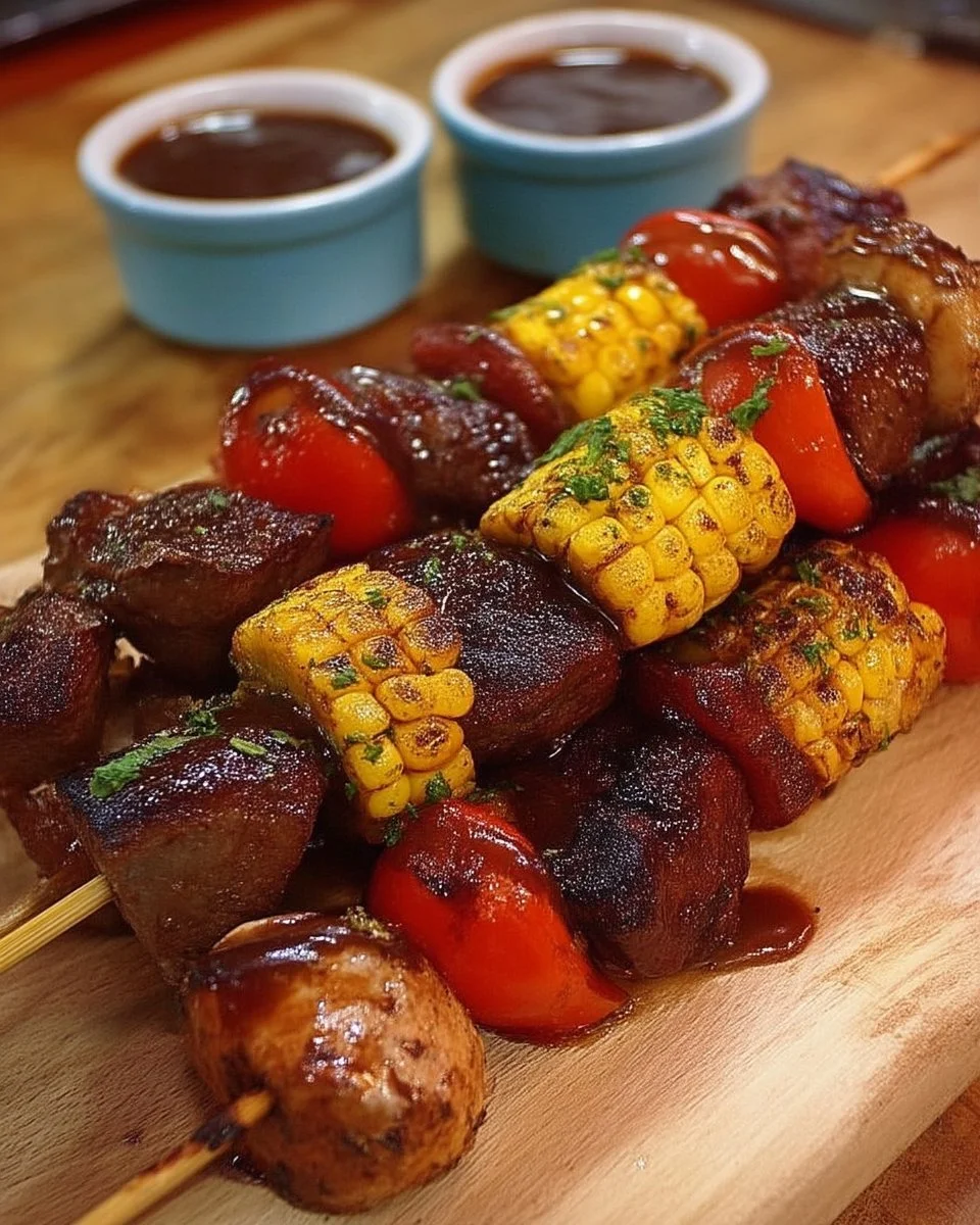 Brochette de pâté chinois savoureuse avec viande hachée et maïs