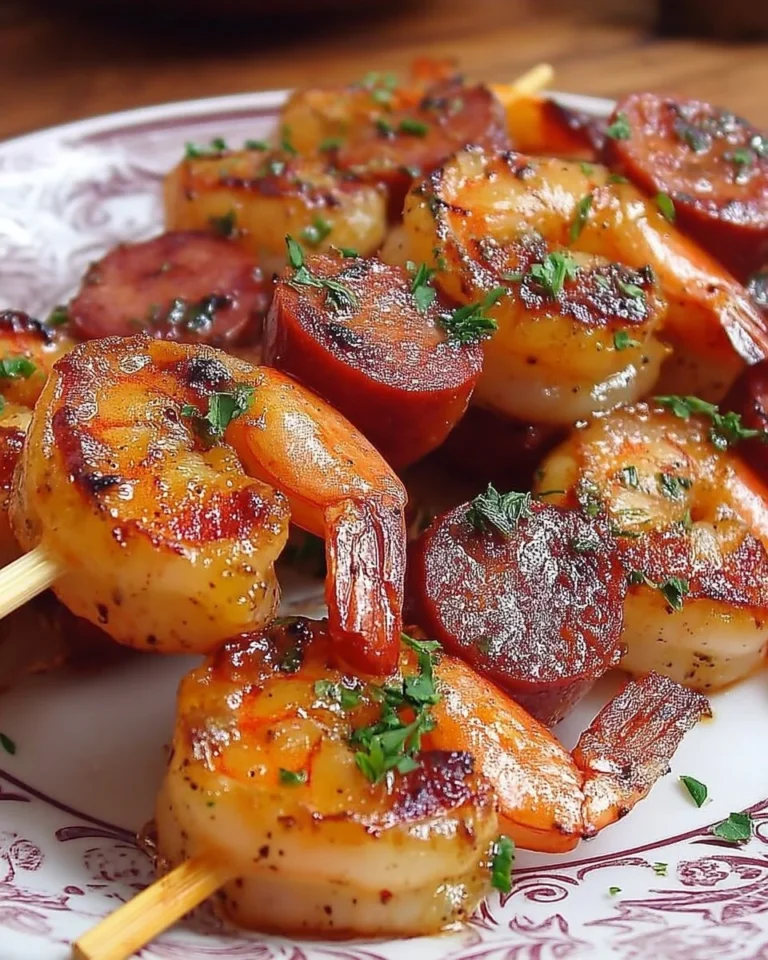 Brochettes de crevettes-chorizo grillées, délicieuses et faciles à préparer.