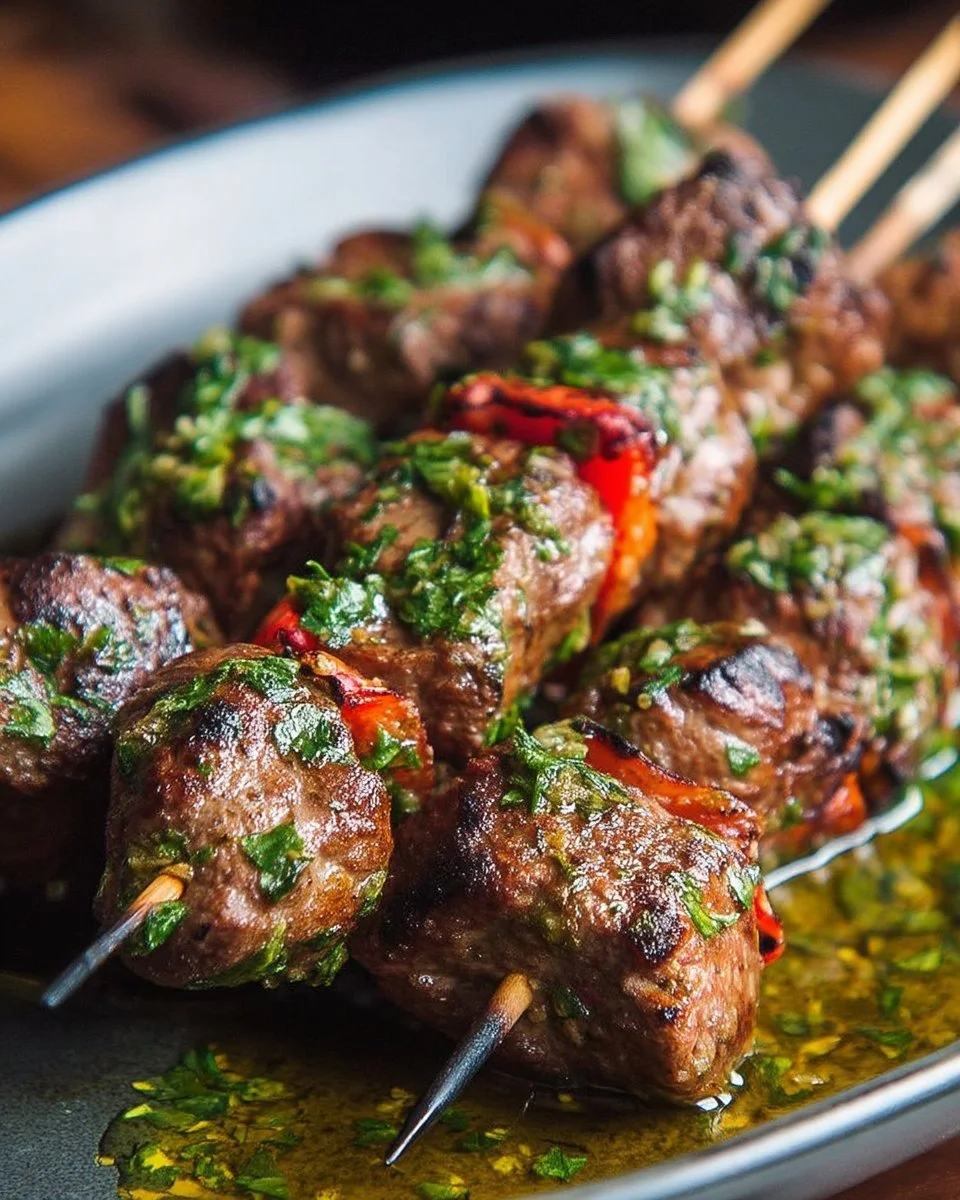 Brochettes d'agneau marinées aux épices marocaines prêtes à être grillées