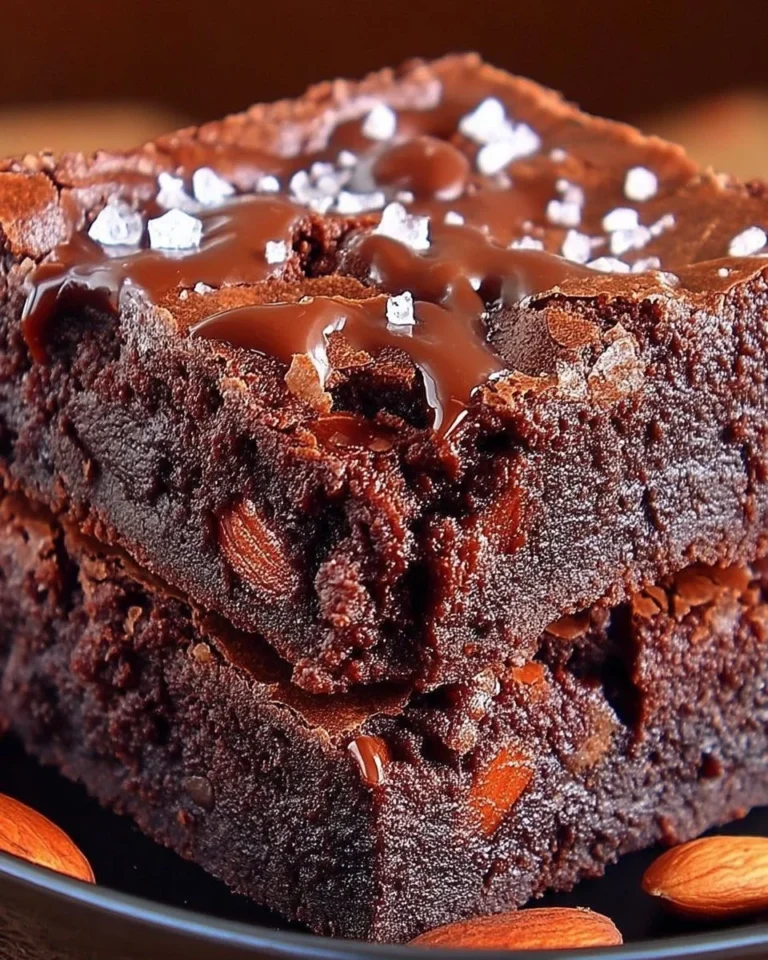 Brownies fondants aux amandes sur une assiette délicatement décorée
