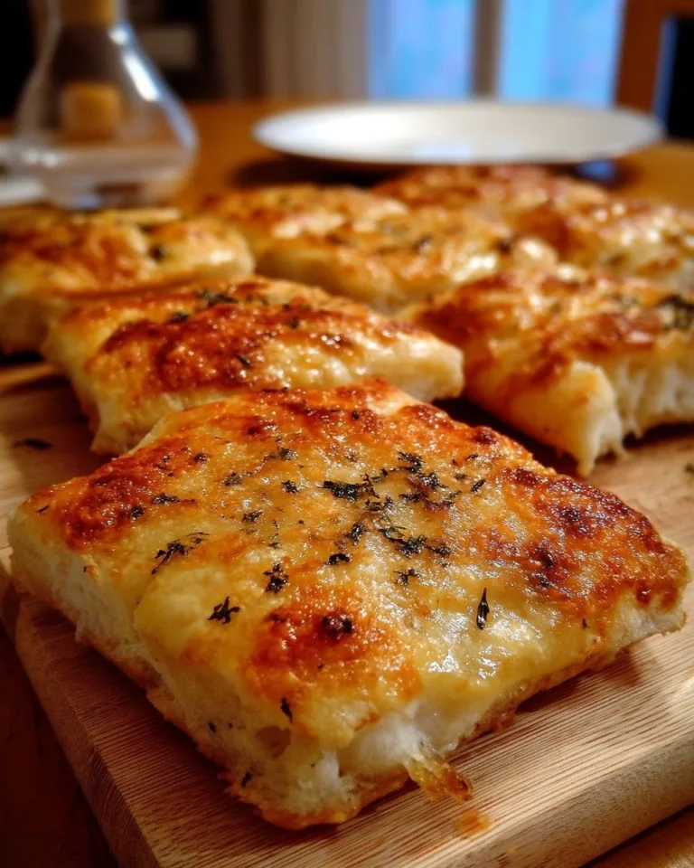 Carrés de pizza au fromage gratiné croustillants et savoureux
