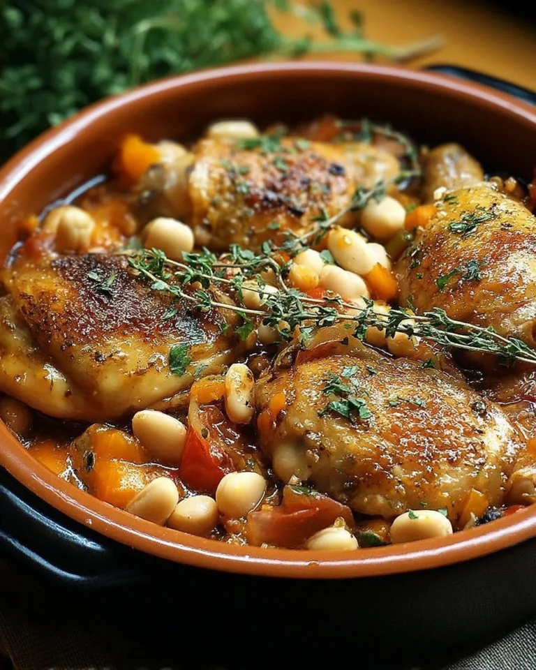 Plat de cassoulet de poulet léger et savoureux servi dans un bol