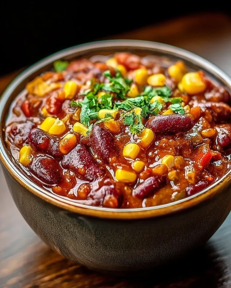 Chili express aux haricots rouges et maïs servi dans un bol savoureux