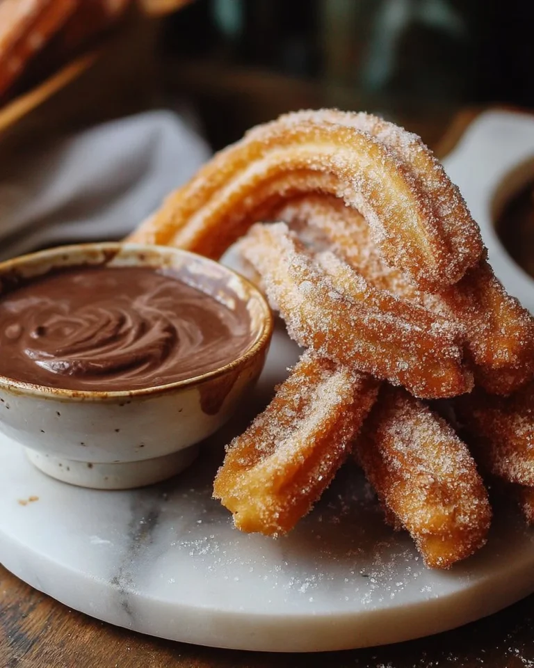 Churros traditionnels au chocolat chaud présentés sur une assiette