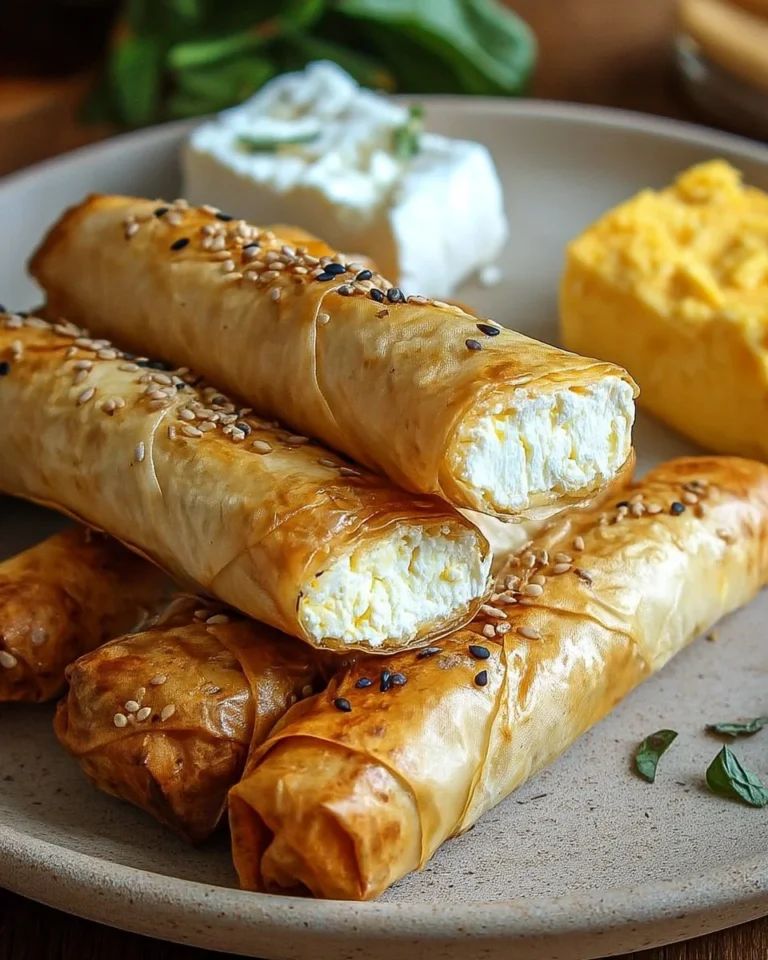 Cigares au fromage grec préparés pour un apéritif savoureux.