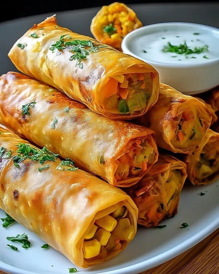 Cigares de légumes au curry prêts à être dégustés.