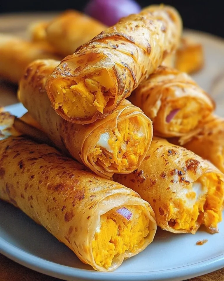 Cigares de patate douce et fromage présentés sur une assiette