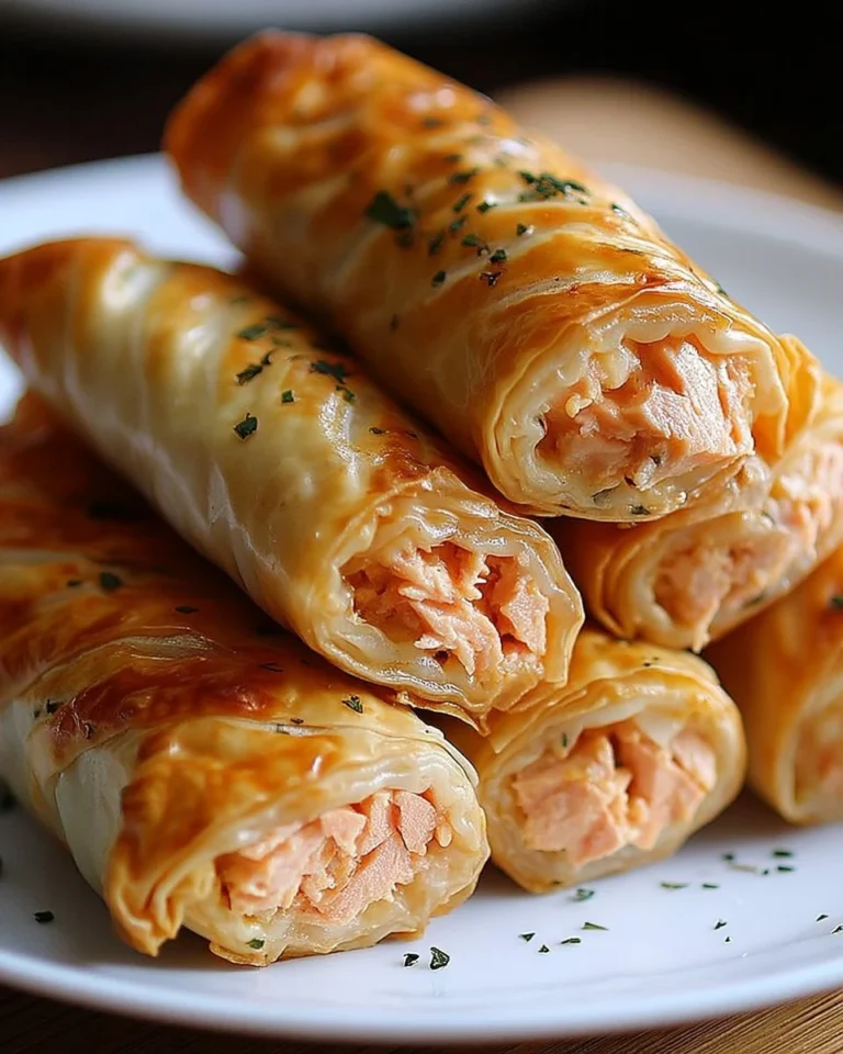 Cigares de thon garnis de fromage sur une assiette