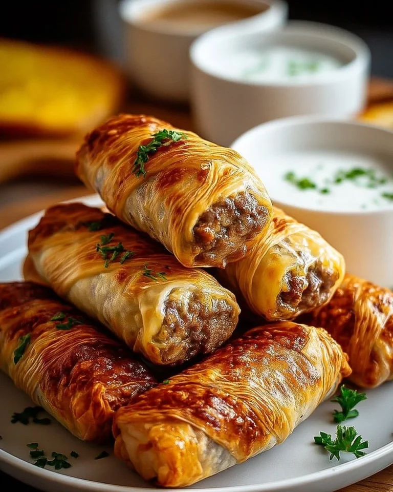 Cigars de viande hachée et fromage prêts à déguster