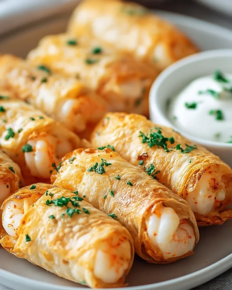 Cigares accompagnés de crevettes à l'ail pour une expérience gastronomique unique.