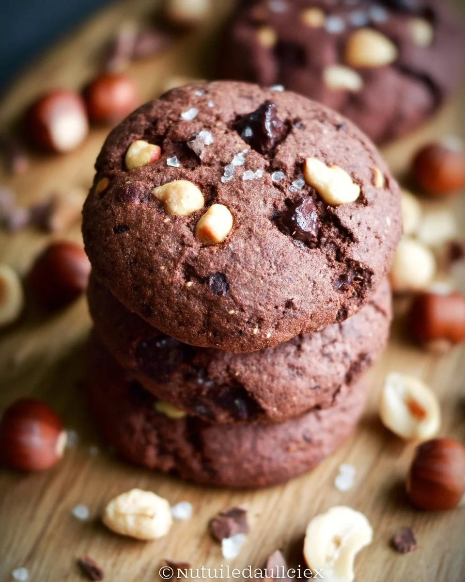 Cookies double chocolat noisettes savoureux et gourmands